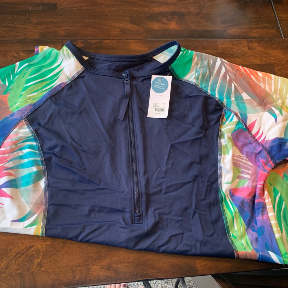 Lane Bryant Navy Rashguard Swim Top